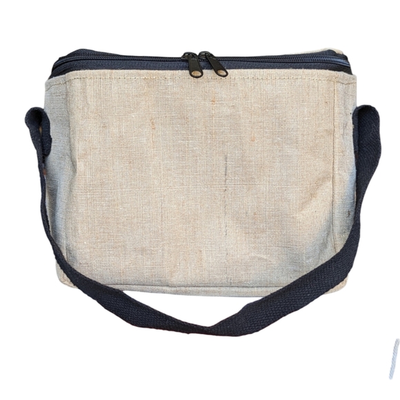 Foldable Jute Zip Travel Cooler with Shoulder Strap Montreal Canada Packable - Picture 5 of 15